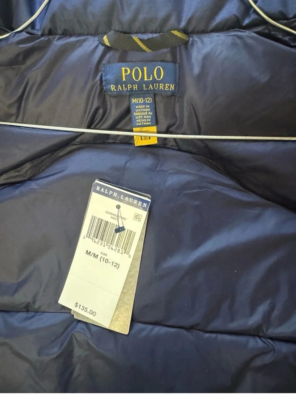 Polo Ralph Lauren Boys Quilted Down Puffer Vest Navy M 10-12 NWT